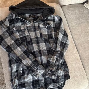 Empyre Black and Gray Plaid Casual Button Down Shirt
